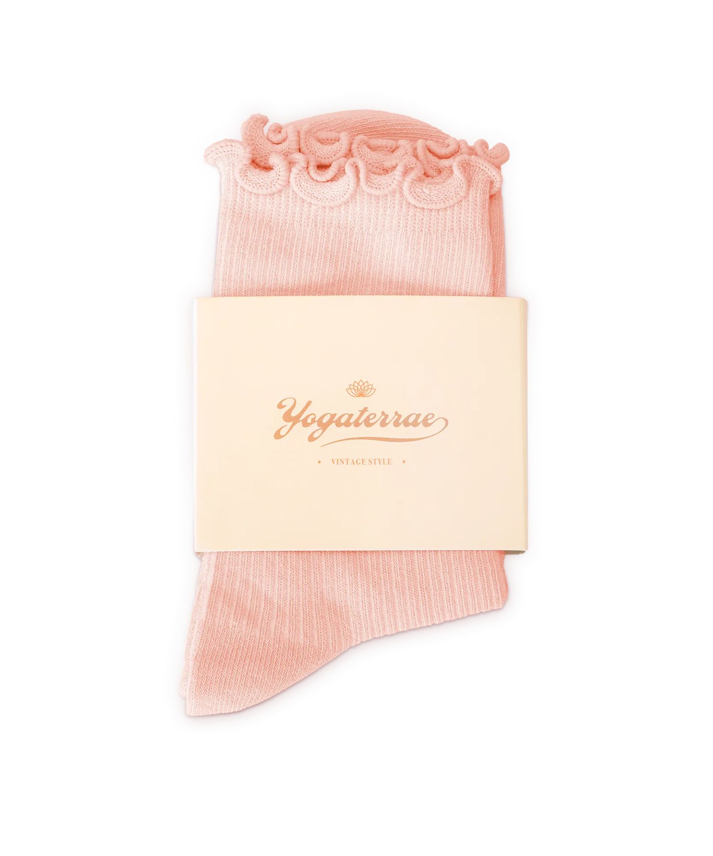CALCETINES DE MUJER CON BORDES ONDULADOS, ROSA