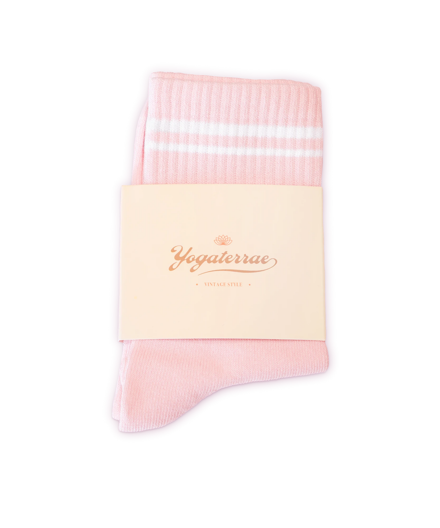 Calcetines de rayas contrastantes para mujer, color rosa
