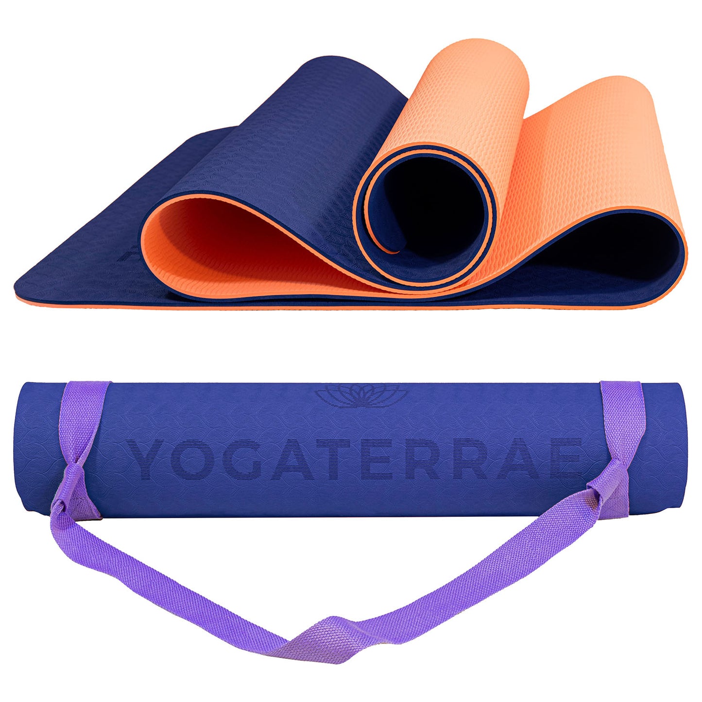 TAPPETINO YOGA ANTISCIVOLO TPE BLU NAVY CORALLO