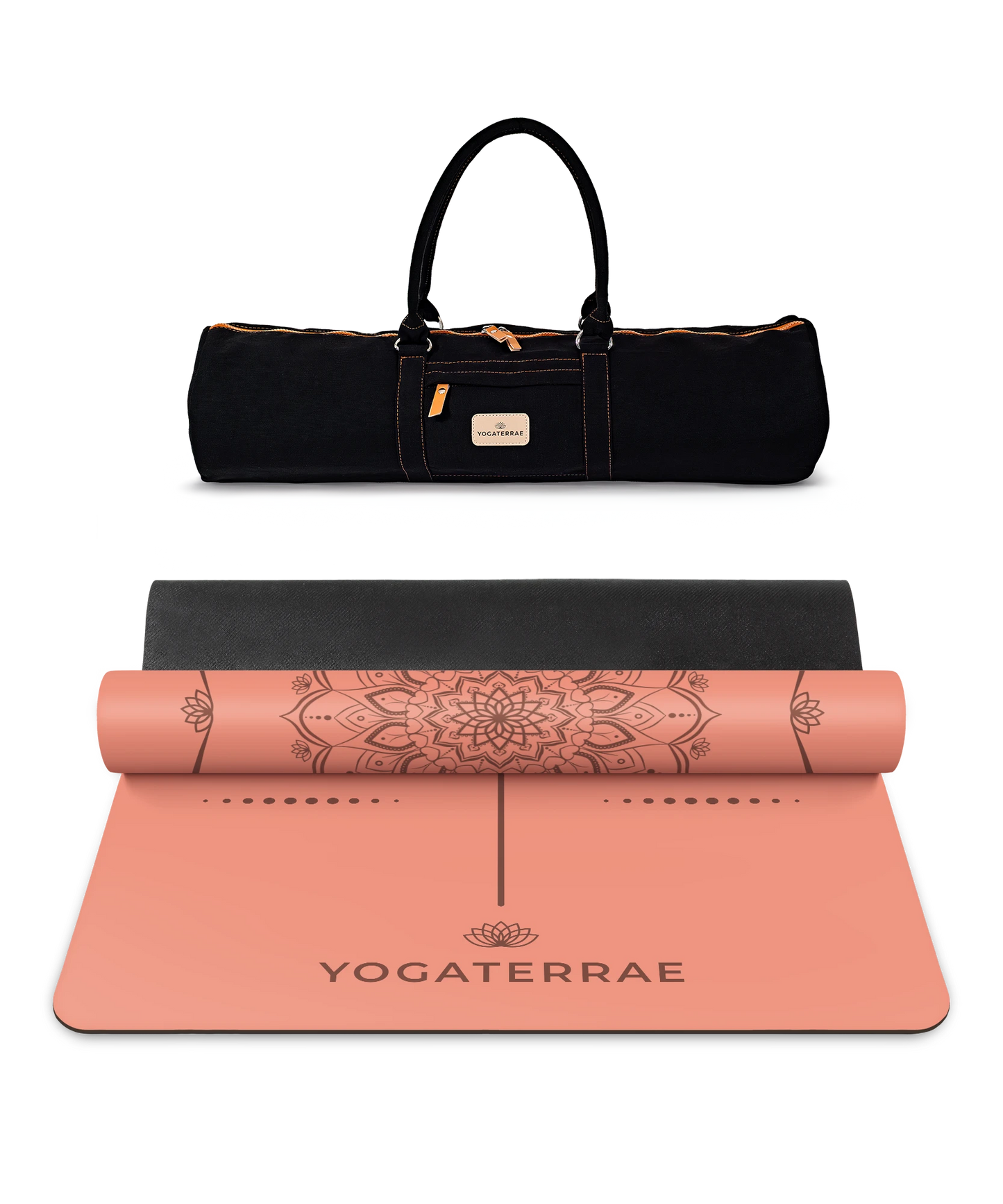 TAPPETINO MANDALA YOGA IN GOMMA NATURALE ALBICOCCA CON BORSA