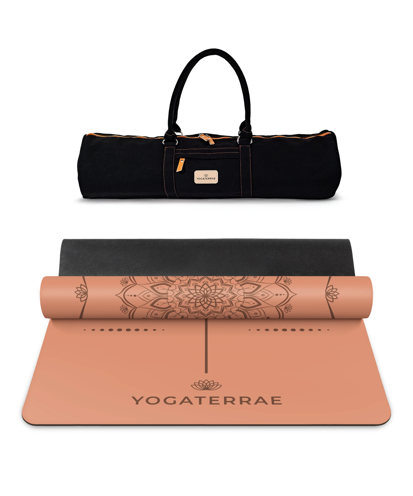 TAPPETINO YOGA MANDALA MARRONE CHIARO IN GOMMA NATURALE CON BORSA