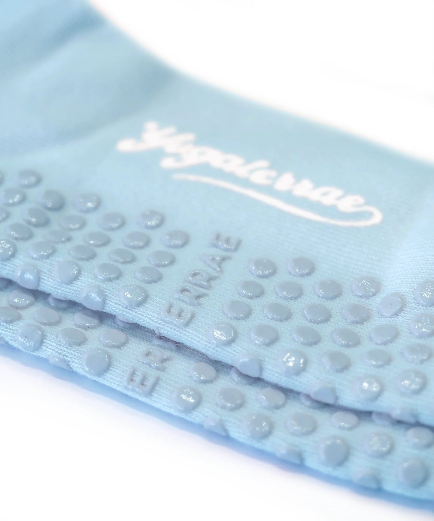 Calzini antiscivolo da donna con strisce a contrasto, azzurro cielo