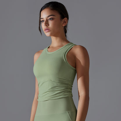 BRASSIÈRE DE SPORT CÔTELÉE PISTACHE CONFORT ÉLÉGANCE ATHLEISURE