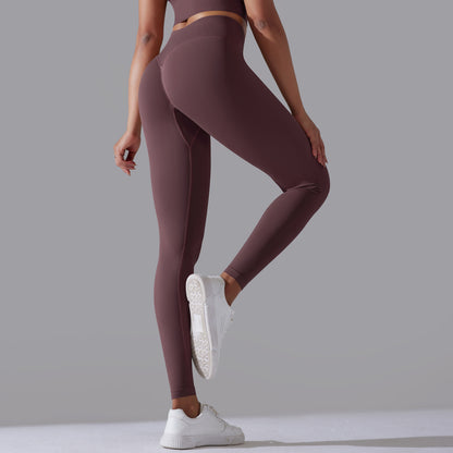 LEGGING FEMME PRUNE MAINTIEN ET CONFORT POUR YOGA-FITNESS-PILATES