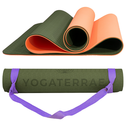 TAPIS DE YOGA STUDIO VERT FORÊT CORAIL AVEC SAC