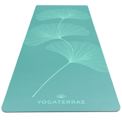 TAPIS DE YOGA GINKGOS LIGHT VERT MENTHE EN PU-CAOUTCHOUC NATUREL AVEC SAC
