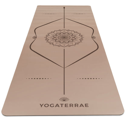 TAPIS DE YOGA MANDALA BRONZE CLAIR EN PU-CAOUTCHOUC NATUREL AVEC SAC
