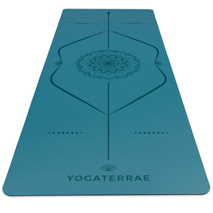 TAPIS DE YOGA MANDALA BLEU CANARD EN PU-CAOUTCHOUC NATUREL