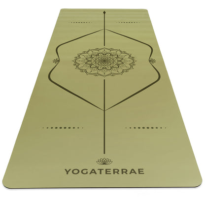 TAPIS DE YOGA MANDALA VERT KAKI EN PU-CAOUTCHOUC NATUREL AVEC SAC