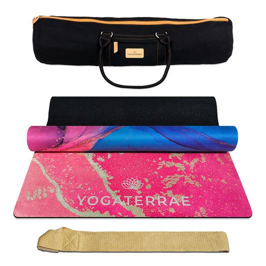 TAPIS DE YOGA SUÉDÉ ET CAOUTCHOUC NATUREL ARAVINDA AVEC SAC