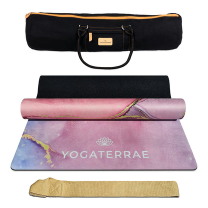 TAPIS DE YOGA SUÉDÉ ET CAOUTCHOUC NATUREL RATNA AVEC SAC