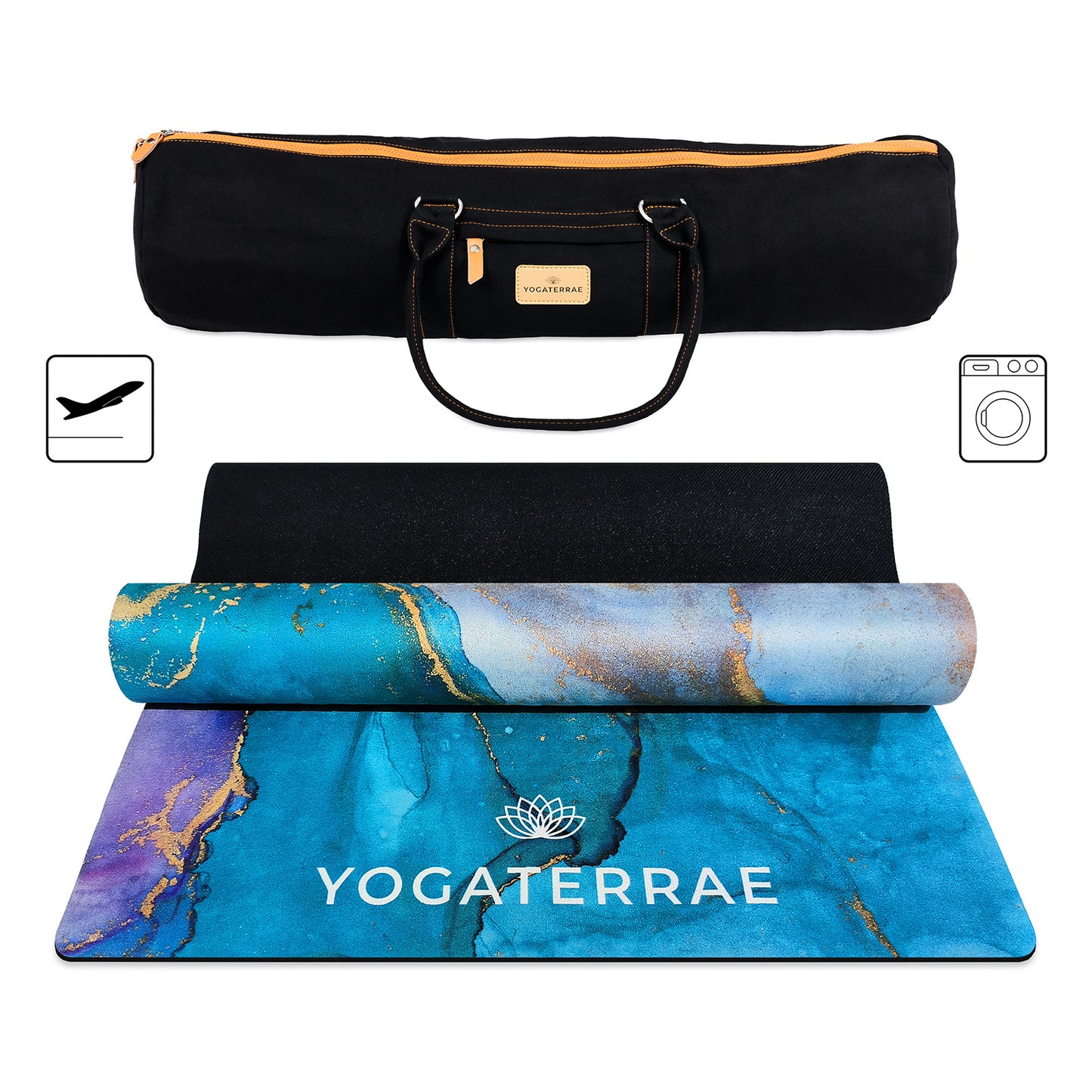 TAPIS DE YOGA SUÉDÉ ET CAOUTCHOUC NATUREL ANANDA " VOYAGE " AVEC SAC