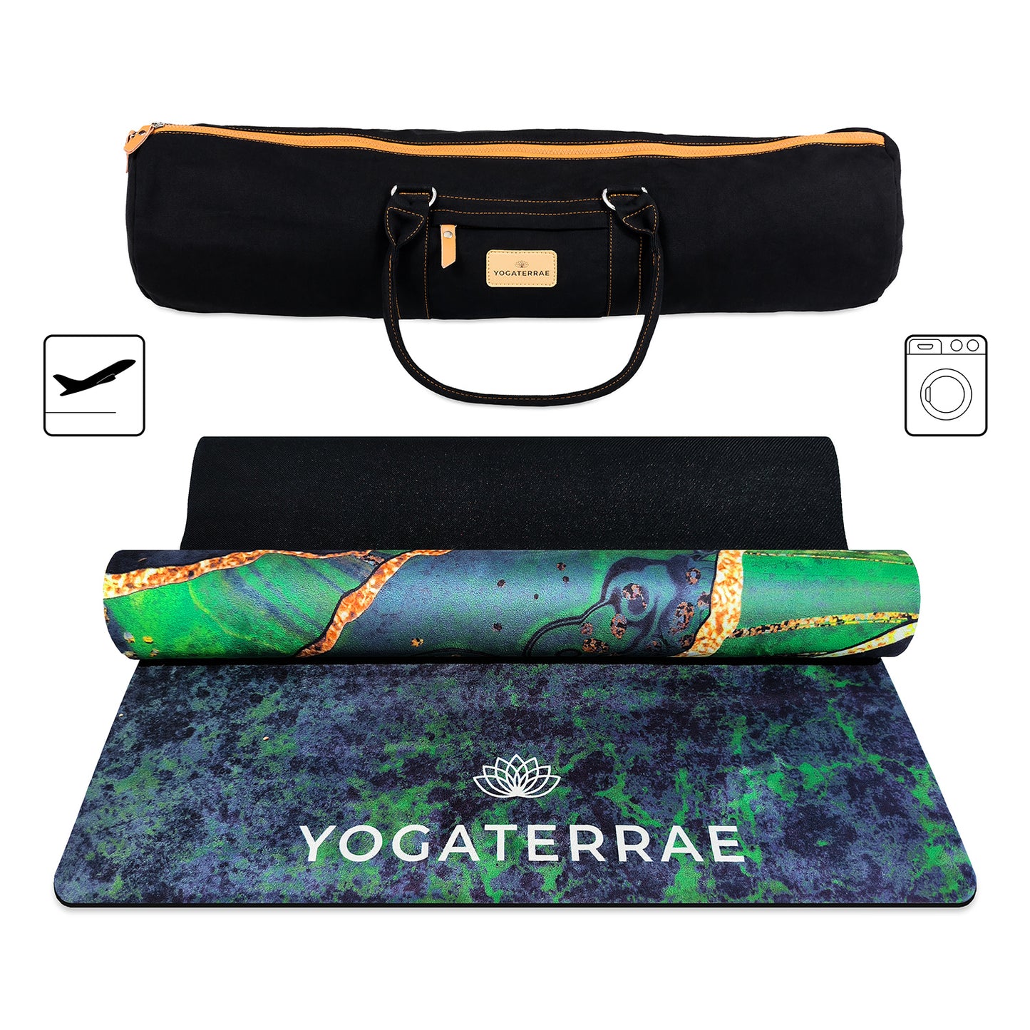 TAPIS DE YOGA SUÉDÉ ET CAOUTCHOUC NATUREL KANANA " VOYAGE " AVEC SAC