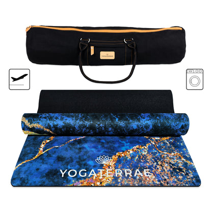 TAPIS DE YOGA SUÉDÉ ET CAOUTCHOUC NATUREL NILA SAMUDRA " VOYAGE " AVEC SAC