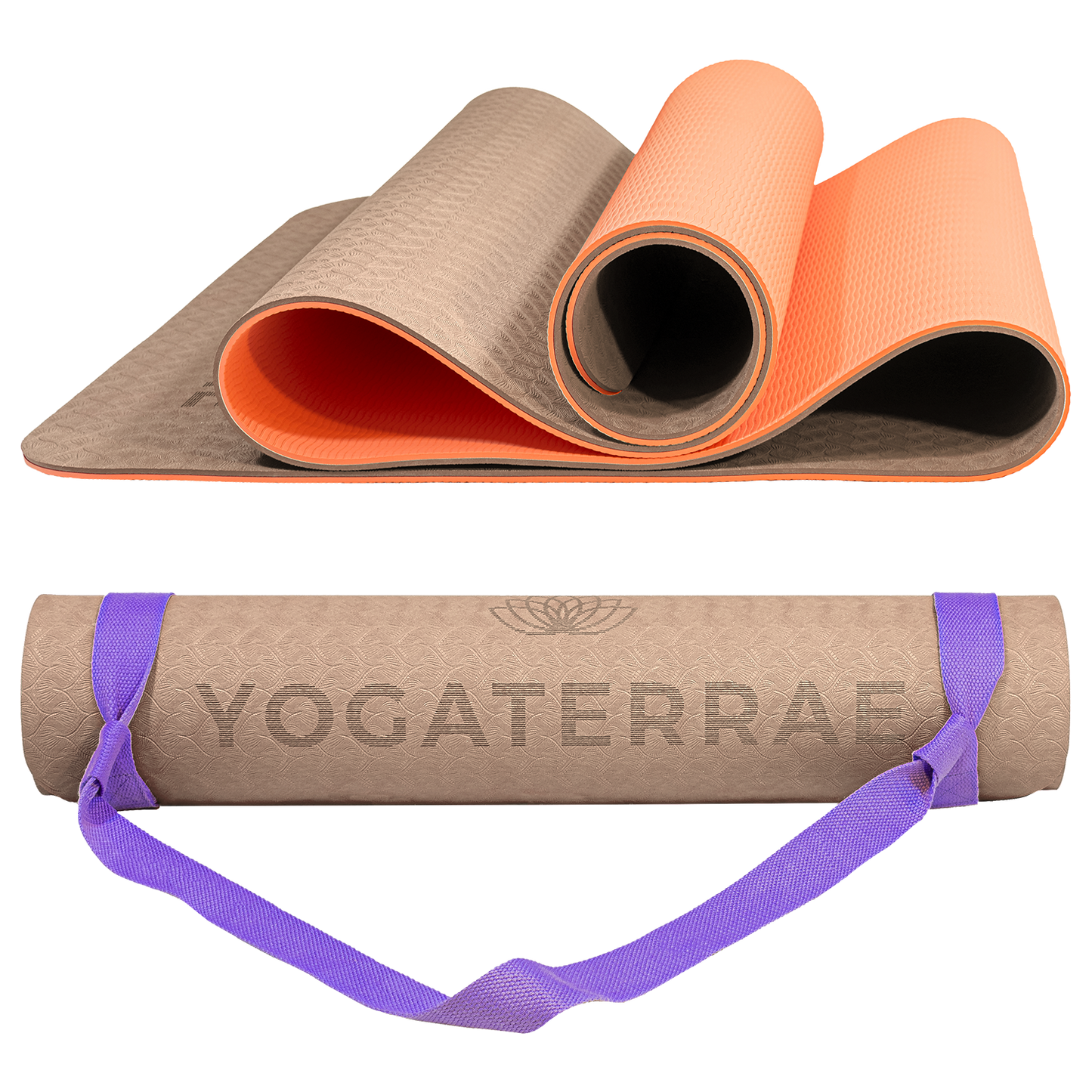 TAPIS DE YOGA TPE ANTIDÉRAPANT BEIGE CORAIL AVEC SAC