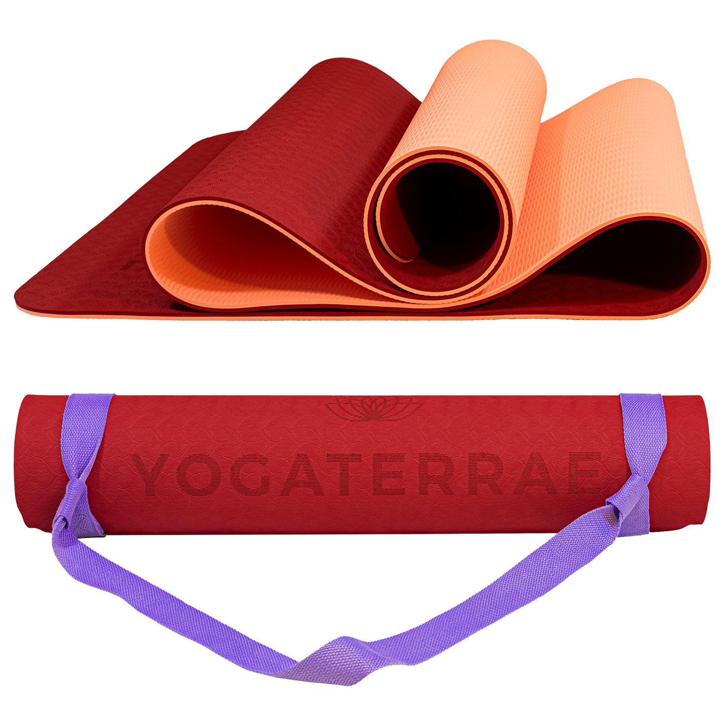 TAPIS DE YOGA TPE STUDIO BORDEAUX CORAIL AVEC SAC