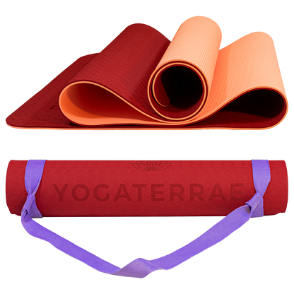 TAPIS DE YOGA TPE STUDIO BORDEAUX CORAIL AVEC SAC