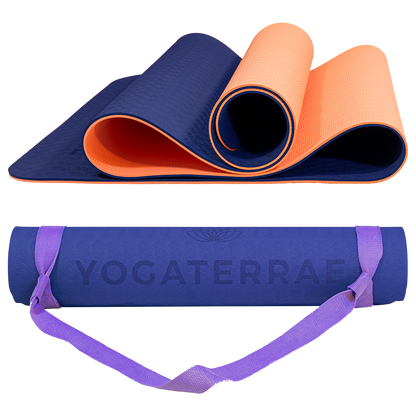 TAPIS DE YOGA TPE STUDIO BLEU MARINE CORAIL AVEC SAC
