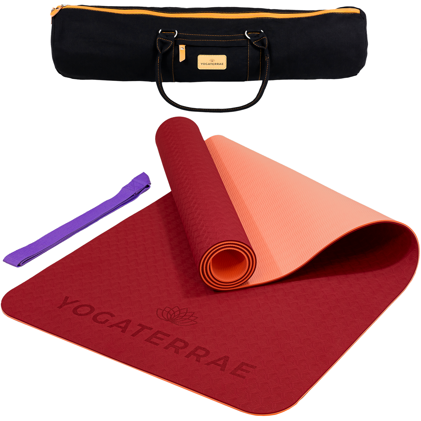 TAPIS DE YOGA TPE STUDIO BORDEAUX CORAIL AVEC SAC