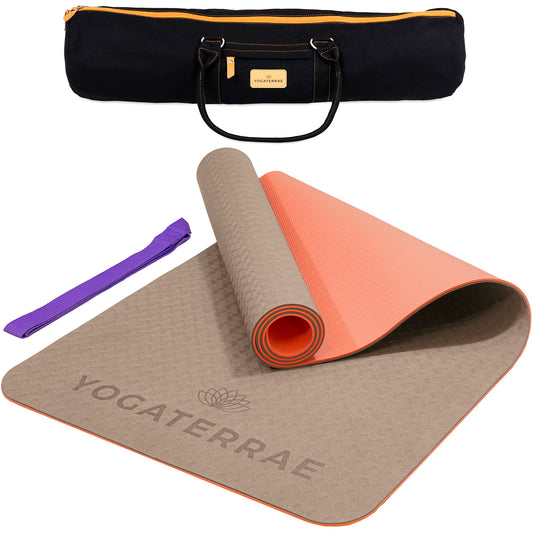 TAPIS DE YOGA STUDIO BEIGE CORAIL AVEC SAC