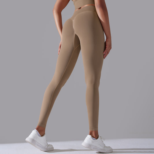 LEGGING FEMME BEIGE MAINTIEN ET CONFORT POUR YOGA-FITNESS-PILATES