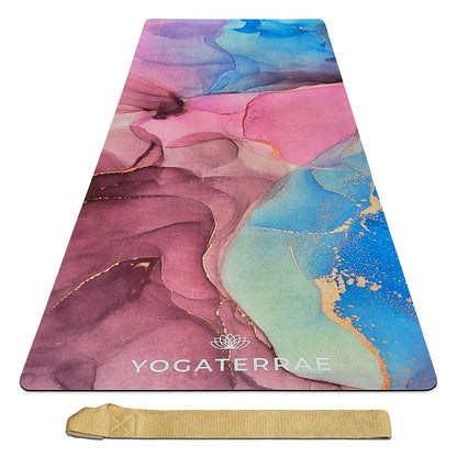 TAPIS DE YOGA SUÉDÉ ET CAOUTCHOUC NATUREL SVAPNAJAL AVEC SAC