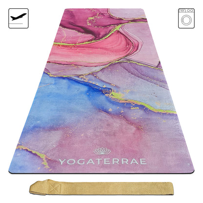 TAPIS DE YOGA SUÉDÉ ET CAOUTCHOUC NATUREL RATNA " VOYAGE " AVEC SAC