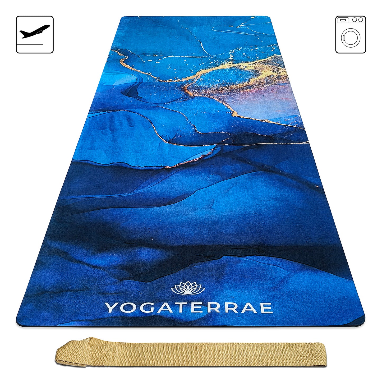 TAPIS DE YOGA SUÉDÉ ET CAOUTCHOUC NATUREL SVARNA NADI " VOYAGE " AVEC SAC