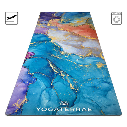 TAPIS DE YOGA SUÉDÉ ET CAOUTCHOUC NATUREL ANANDA " VOYAGE " AVEC SAC