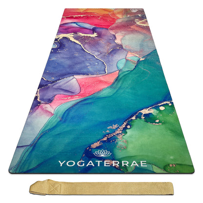 TAPIS DE YOGA SUÉDÉ ET CAOUTCHOUC NATUREL DHYANA AVEC SAC