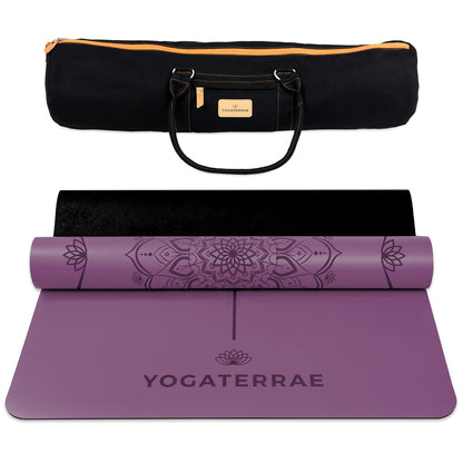 TAPIS DE YOGA MANDALA VIOLET VINTAGE EN PU-CAOUTCHOUC NATUREL AVEC SAC