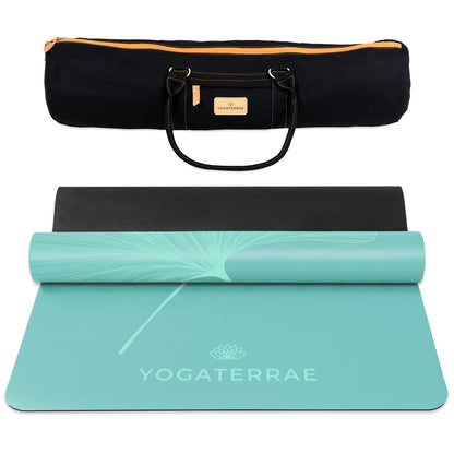 TAPIS DE YOGA GINKGOS LIGHT VERT MENTHE EN PU-CAOUTCHOUC NATUREL AVEC SAC