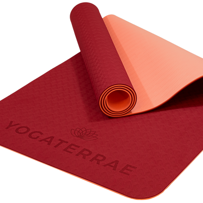 TAPIS DE YOGA TPE STUDIO BORDEAUX CORAIL AVEC SAC