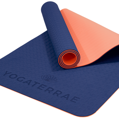 TAPIS DE YOGA TPE STUDIO BLEU MARINE CORAIL AVEC SAC