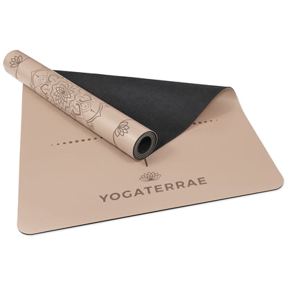TAPIS DE YOGA MANDALA BRONZE CLAIR EN PU-CAOUTCHOUC NATUREL AVEC SAC