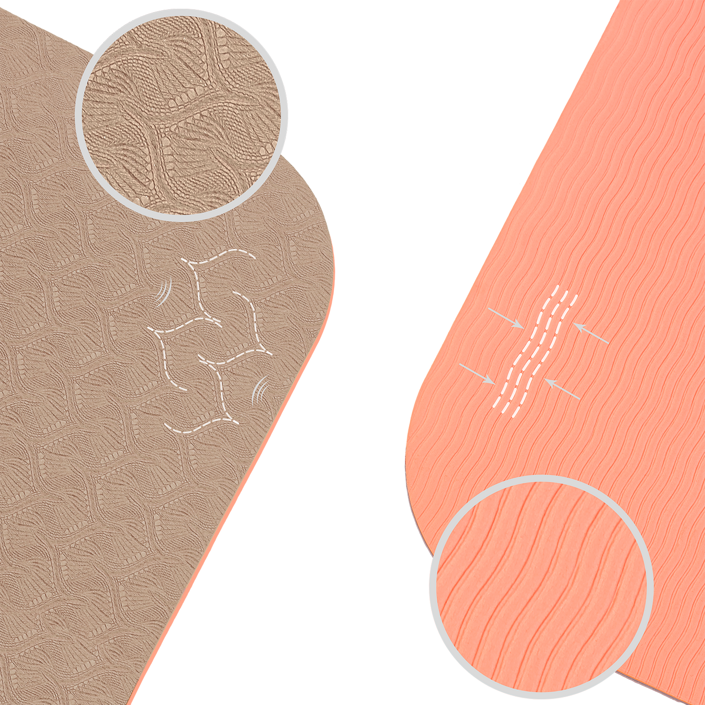 TAPIS DE YOGA TPE ANTIDÉRAPANT BEIGE CORAIL AVEC SAC
