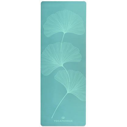 TAPIS DE YOGA GINKGOS LIGHT VERT MENTHE EN PU-CAOUTCHOUC NATUREL AVEC SAC