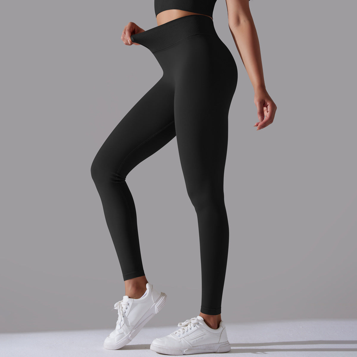 LEGGING FEMME NOIR MAINTIEN ET CONFORT POUR YOGA-FITNESS-PILATES
