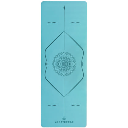 TAPIS DE YOGA MANDALA BLEU CIEL EN PU-CAOUTCHOUC NATUREL AVEC SAC