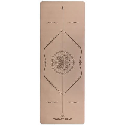 TAPIS DE YOGA MANDALA BRONZE CLAIR EN PU-CAOUTCHOUC NATUREL AVEC SAC