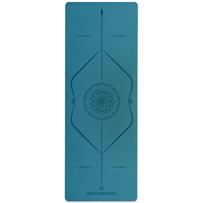 TAPIS DE YOGA MANDALA BLEU CANARD EN PU-CAOUTCHOUC NATUREL