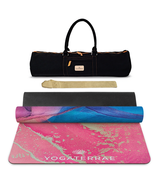 TAPIS DE YOGA MICROFIBRE SUÉDÉE ET CAOUTCHOUC NATUREL ARAVINDA CONFORT AVEC SAC