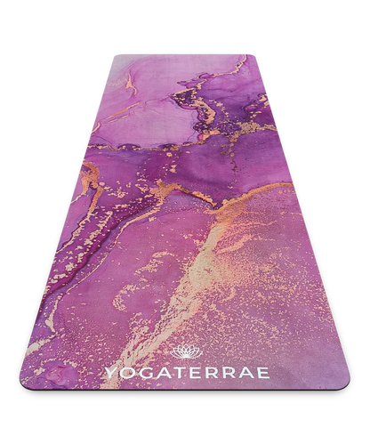 YOGAMATTE AUS MIKROFASER-VELOURS UND NATURKAUTSCHUK LAVANYA KOMFORT MIT TASCHE