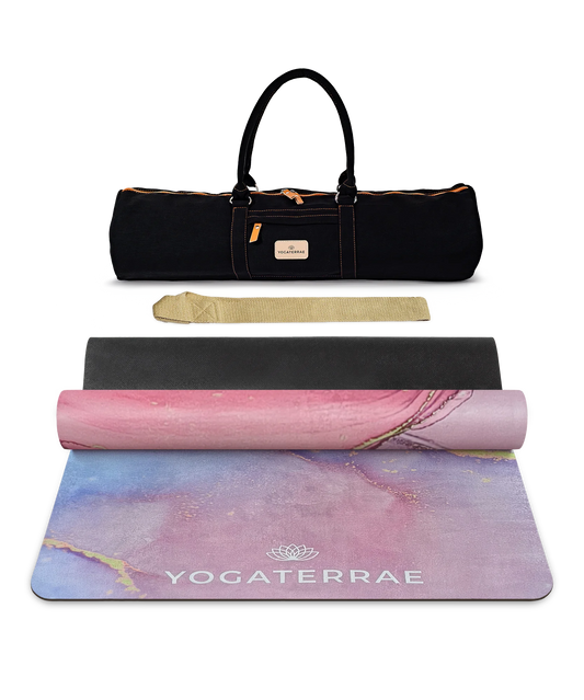 TAPIS DE YOGA MICROFIBRE SUÉDÉE ET CAOUTCHOUC NATUREL RATNA CONFORT AVEC SAC