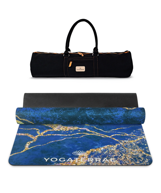 YOGAMATTE MIKROFASER VELOUR UND NATURKAUTSCHUK NILA SAMUDRA REISE MIT TASCHE