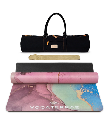 TAPPETINO YOGA IN MICROFIBRA SCAMOSCIATA E GOMMA NATURALE SVAPNAJAL COMFORT CON BORSA