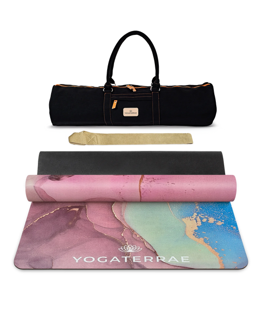 TAPIS DE YOGA MICROFIBRE SUÉDÉE ET CAOUTCHOUC NATUREL SVAPNAJAL CONFORT AVEC SAC