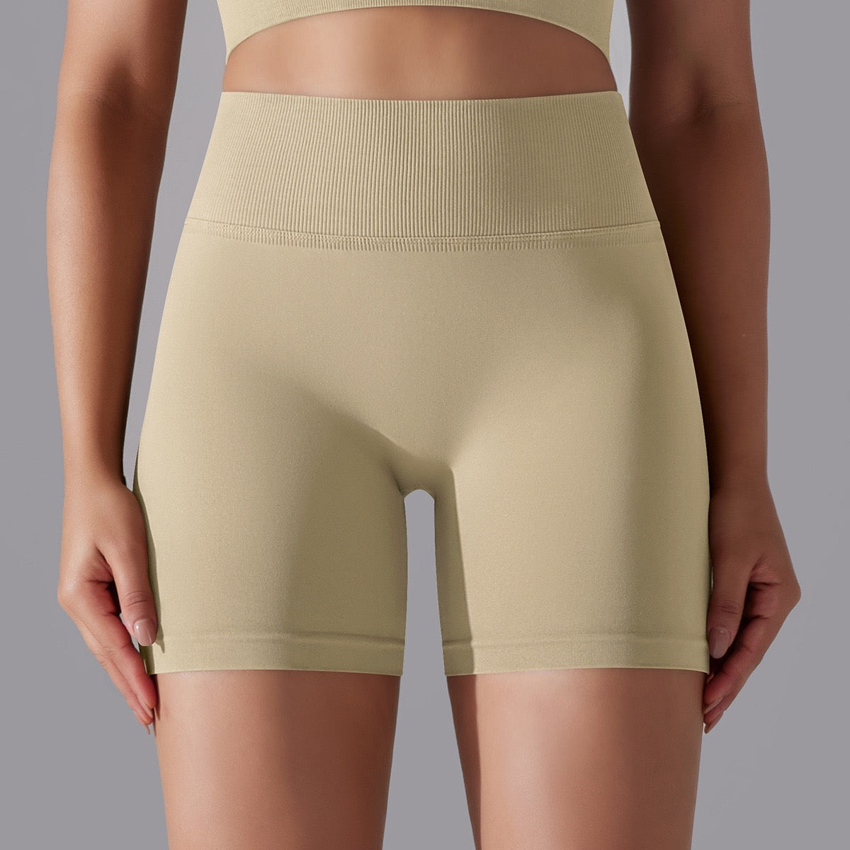 SHORT FEMME YOGA-FITNESS-PILATES BEIGE NATUREL