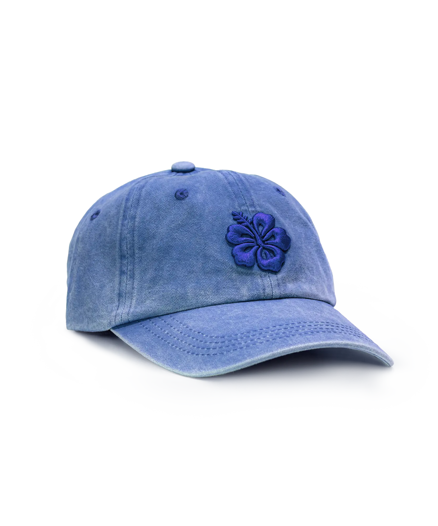CASQUETTE BRODÉE 3D HIBISCUS BLEU DE MAJORELLE TON SUR TON