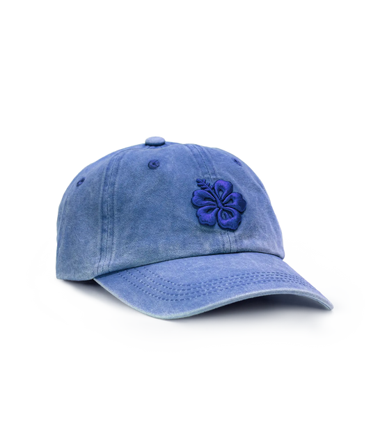 CASQUETTE BRODÉE 3D HIBISCUS BLEU DE MAJORELLE TON SUR TON